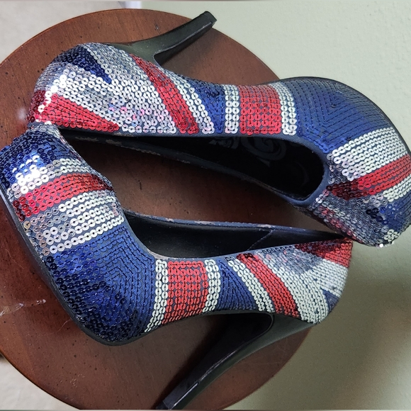 Just Fabulous UK Flag Sequined Heels Size 9 - Picture 6 of 9
